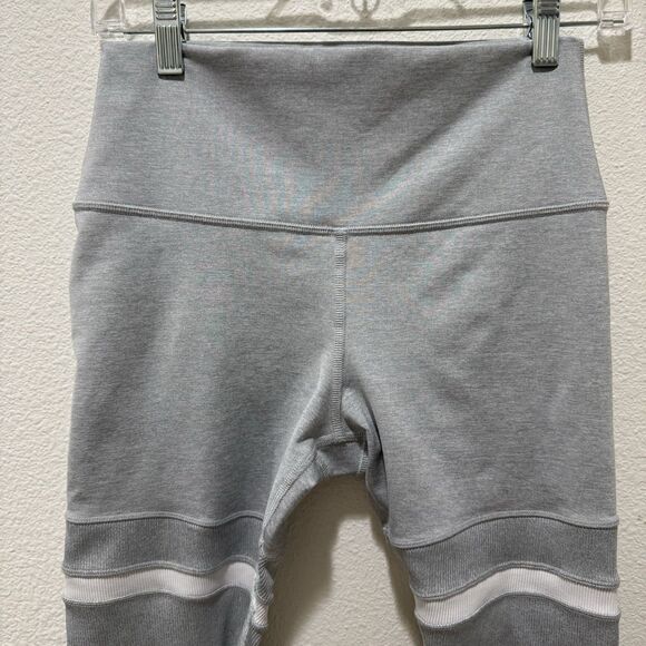 Alo Yoga High Waist Legit 7/8 Legging Ribbed Detail Women Sz S Heath Gray White - Picture 7 of 7